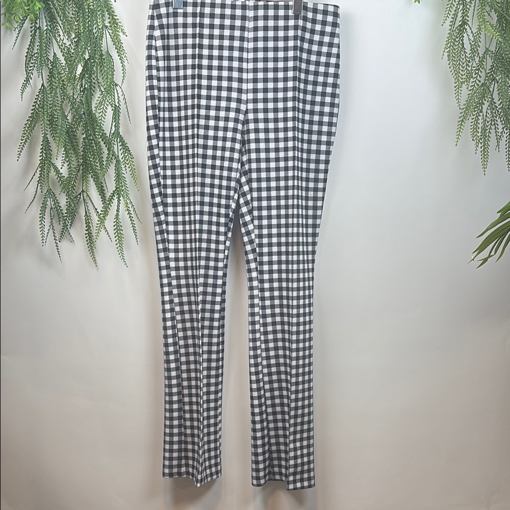 Black and White Checkered Boot Cut Pants